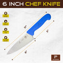 PAUL BROWN Classic 6 Inch X50CrMov15 Chef Knife with Soft Touch Blue Handle