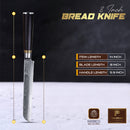 8 Inch Kitchen Knife Ebony Wood Handle 67 Layers VG10 Damascus Steel Bread Knife