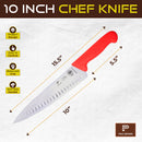 PAUL BROWN Titan 10 Inch X50CrMov15 Chef Knife with Soft Touch Red Handle