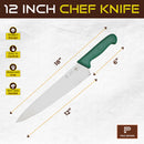 PAUL BROWN Classic 12 Inch X50CrMov15 Chef Knife with Soft Touch Green Handle