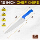 PAUL BROWN Classic 12 Inch X50CrMov15 Chef Knife with Soft Touch Blue Handle