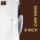 PAUL BROWN Chef Knife length 8 Inch Cheetah Series Made of 67 Layers Damascus Steel with VG10 Core Ergonomic Ebony Wood Handle