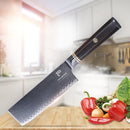 PAUL BROWN Chef Knife Premium Hammered Japanese high carbon Steel with Wooden Handle with Ultra Sharp corrosion-resistant Edge (Knight, 7" Nakiri)