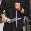 PAUL BROWN Classic 12 Inch German Steel Honing Rod (Sharpening Steel) with Soft Touch Red Handle