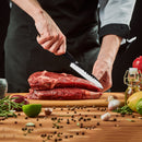 PAUL BROWN® Chef Knife Premium Hammered Japanese high carbon Steel with Wooden Handle with Ultra Sharp corrosion-resistant Edge (Deluxe, 5")