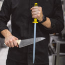 PAUL BROWN Classic 12 Inch German Steel Honing Rod (Sharpening Steel) with Soft Touch Yellow Handle