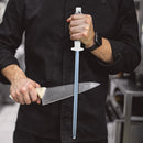 PAUL BROWN Classic 12 Inch German Steel Honing Rod (Sharpening Steel) with Soft Touch White Handle