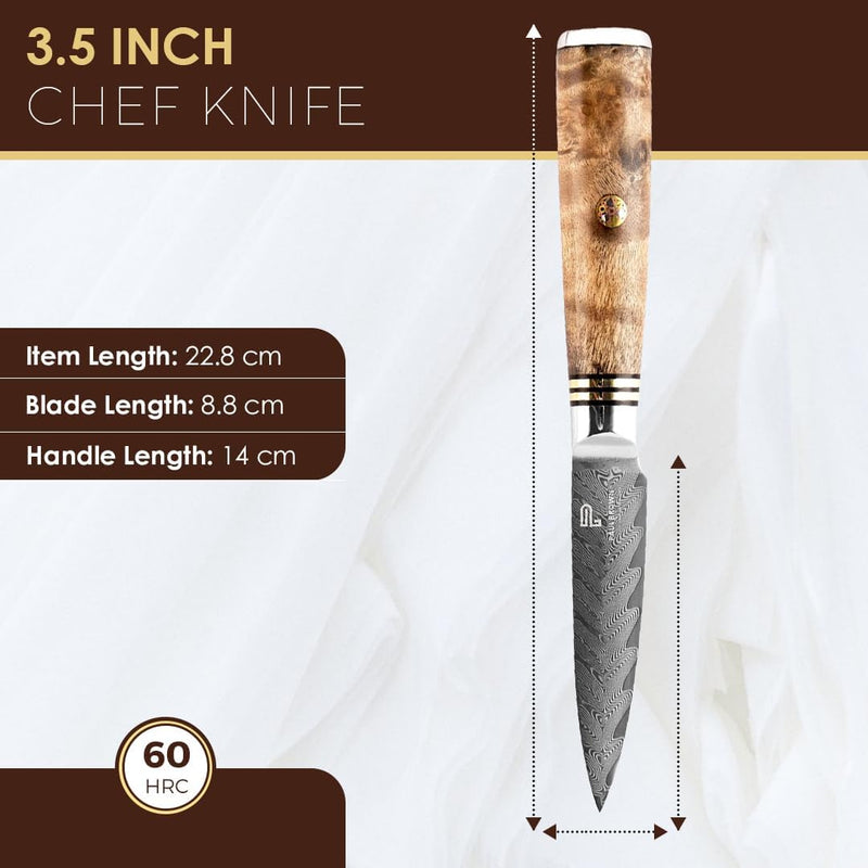 PAUL BROWN Paring Knife Premium Hammered Japanese high carbon Steel with Wooden Handle with Ultra Sharp corrosion-resistant Edge (Premium, 3.5")