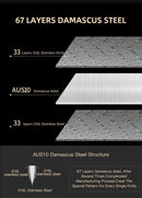 PAUL BROWN AUS-10 Japanese damascus steel 7 inch nakiri knife Sapele wood handle arrow pattern 67 layers Knife