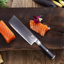 PAUL BROWN Chef Knife Premium Hammered Japanese high carbon Steel with Wooden Handle with Ultra Sharp corrosion-resistant Edge (Knight, 7" Nakiri)