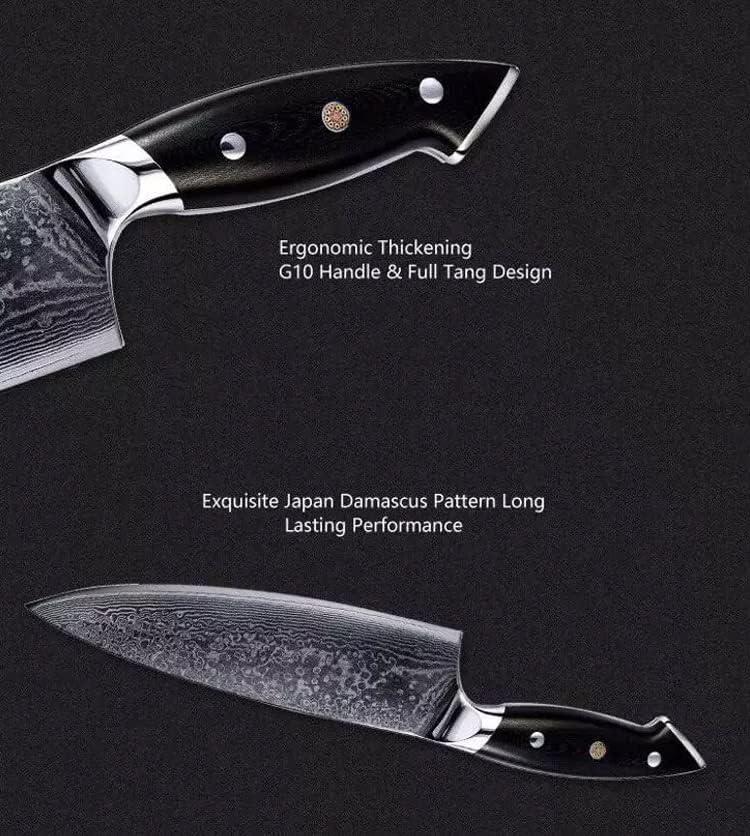 PAUL BROWN Chef Knife length 8 Inch Chef's Choice Made of 67 Layers Damascus Steel with VG10 Core Ergonomic G10 Handle