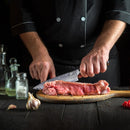 PAUL BROWN Chef Knife Premium Hammered Japanese high carbon Steel with Wooden Handle with Ultra Sharp corrosion-resistant Edge (Premium, 8")