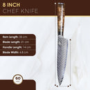 PAUL BROWN Chef Knife Premium Hammered Japanese high carbon Steel with Wooden Handle with Ultra Sharp corrosion-resistant Edge (Premium, 8")