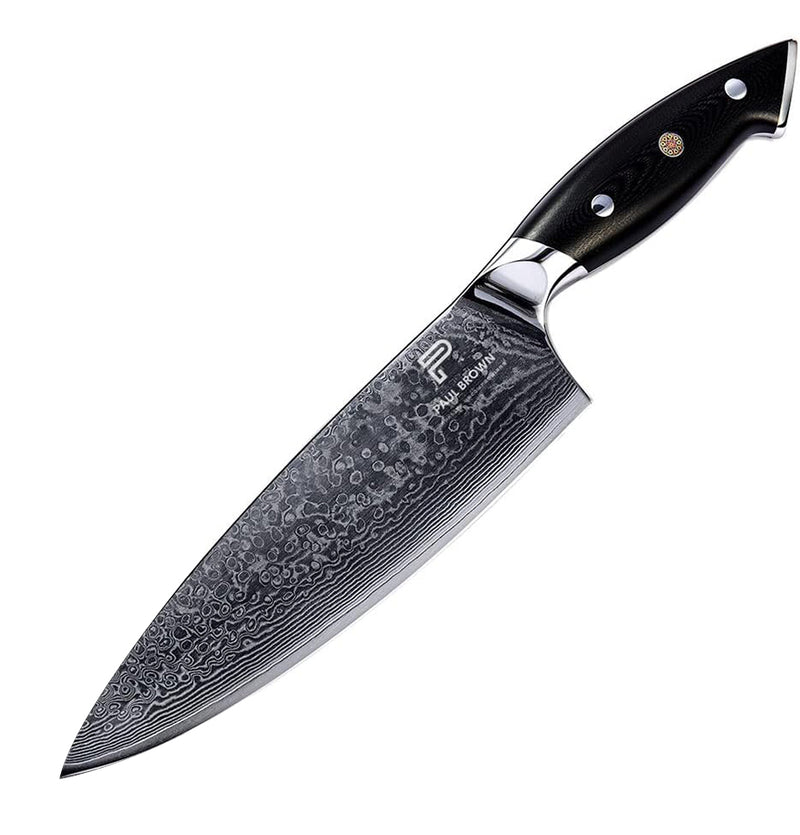 PAUL BROWN Chef Knife length 8 Inch Chef's Choice Made of 67 Layers Damascus Steel with VG10 Core Ergonomic G10 Handle