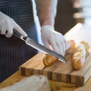 PAUL BROWN® Serrated Bread Knife length 8 Inch Knight Series 67 Layers Damascus Steel withe Ergonomic Wooden Handle (Knight)