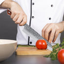 7 inch Santoku Knife 67 Layers Damascus VG10 Steel with Forged Hammer Pattern with Premium Wooden Handle and Ashwood Saya