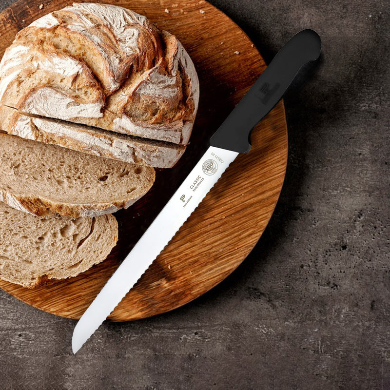 PAUL BROWN Classic 10 Inch X50CrMov15 Bread Knife with Soft Touch Black Handle