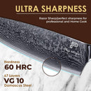 PAUL BROWN Chef Knife length 8 Inch Chef's Choice Made of 67 Layers Damascus Steel with VG10 Core Ergonomic G10 Handle