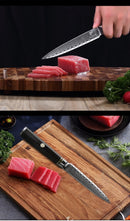 PAUL BROWN Chef Knife Premium Hammered Japanese high carbon Steel with Wooden Handle with Ultra Sharp corrosion-resistant Edge (Knight, 5")