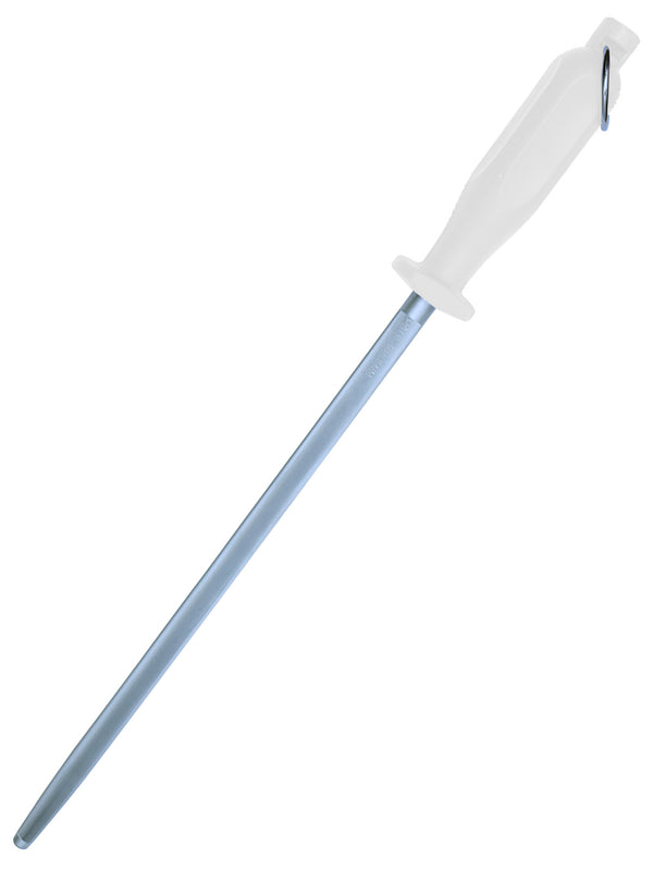 PAUL BROWN Classic 12 Inch German Steel Honing Rod (Sharpening Steel) with Soft Touch White Handle