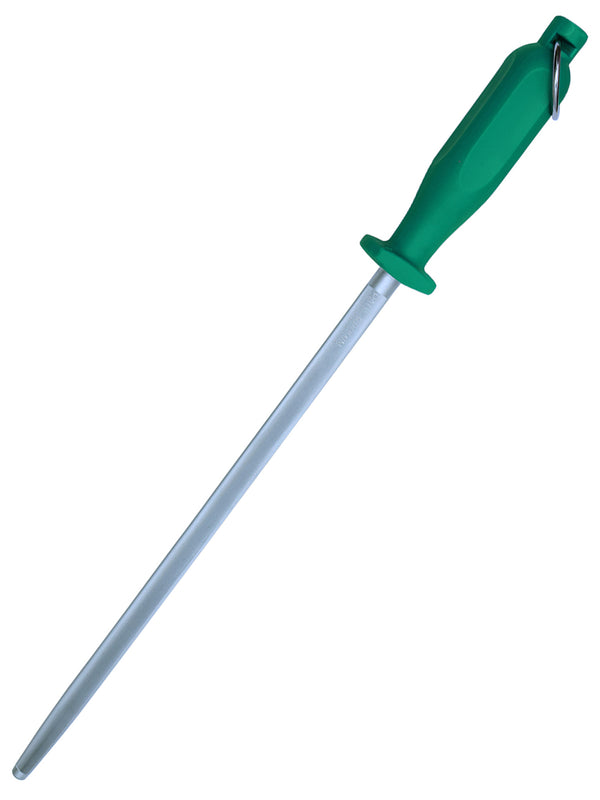 PAUL BROWN Classic 12 Inch German Steel Honing Rod (Sharpening Steel) with Soft Touch Green Handle