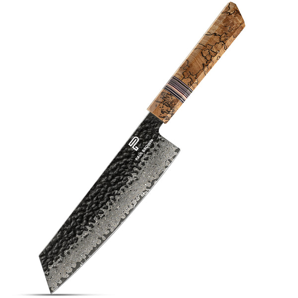 7.5 Inchs Kiritsuke Knife 67 Layers Damascus Steel, VG10 Core with G10 & Spalted Wooden Handle
