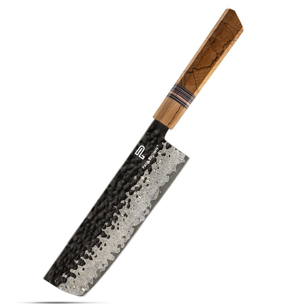 7.5 Inchs Nakiri Knife 67 Layers Damascus Steel, VG10 Core with G10 & Spalted Wooden Handle