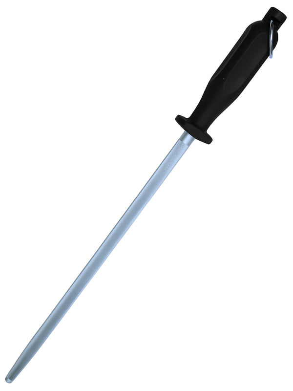 PAUL BROWN Classic 12 Inch German Steel Honing Rod (Sharpening Steel) with Soft Touch Black Handle