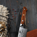 7 inch Santoku Knife 67 Layers Damascus VG10 Steel with Forged Hammer Pattern with Premium Wooden Handle and Ashwood Saya