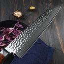8 inch Kiritsuke Knife 67 Layers Damascus VG10 Steel with Forged Hammer Pattern with Premium Wooden Handle and Ashwood Saya
