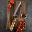 7 Inchs Santoku Knife 67 Layers Damascus Steel, VG10 Core with G10 & Spalted Wooden Handle