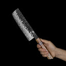 7.5 Inchs Nakiri Knife 67 Layers Damascus Steel, VG10 Core with G10 & Spalted Wooden Handle