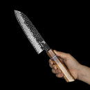 7 Inchs Santoku Knife 67 Layers Damascus Steel, VG10 Core with G10 & Spalted Wooden Handle