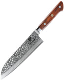 7 inch Santoku Knife 67 Layers Damascus VG10 Steel with Forged Hammer Pattern with Premium Wooden Handle and Ashwood Saya