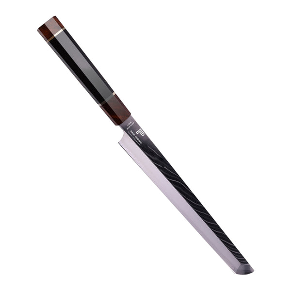 PAUL BROWN® Chef Knife Premium Hammered Japanese high carbon Steel with Wooden Handle with Ultra Sharp corrosion-resistant Edge (Traditional Sushi, 11")