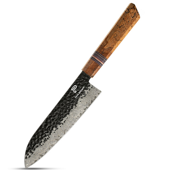 7 Inchs Santoku Knife 67 Layers Damascus Steel, VG10 Core with G10 & Spalted Wooden Handle