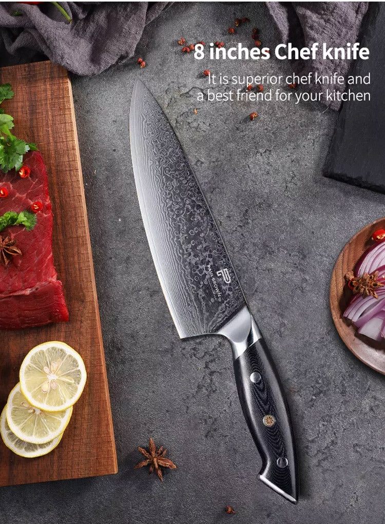 8 Inch AUS-10 Damascus Chef Knife