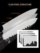 PAUL BROWN® Chef Knife Premium Hammered Japanese high carbon Steel with Wooden Handle with Ultra Sharp corrosion-resistant Edge (Deluxe, 5")